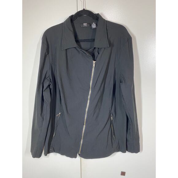 Mossimo Woman Stretch Black Motto Lightweight Zip Up Jacket Size 18W - Picture 5 of 8